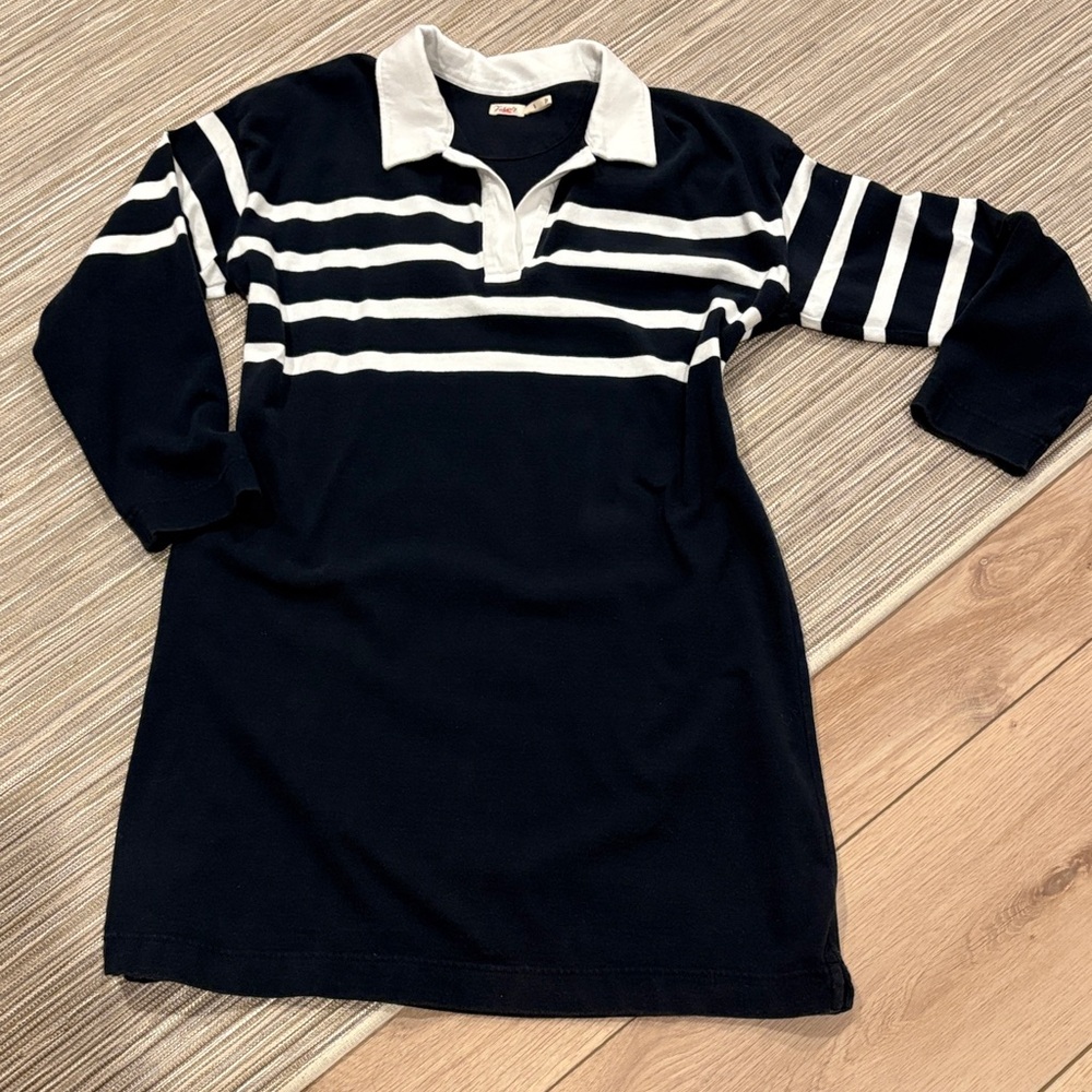 Faherty Navy and Cream Polo Dress
